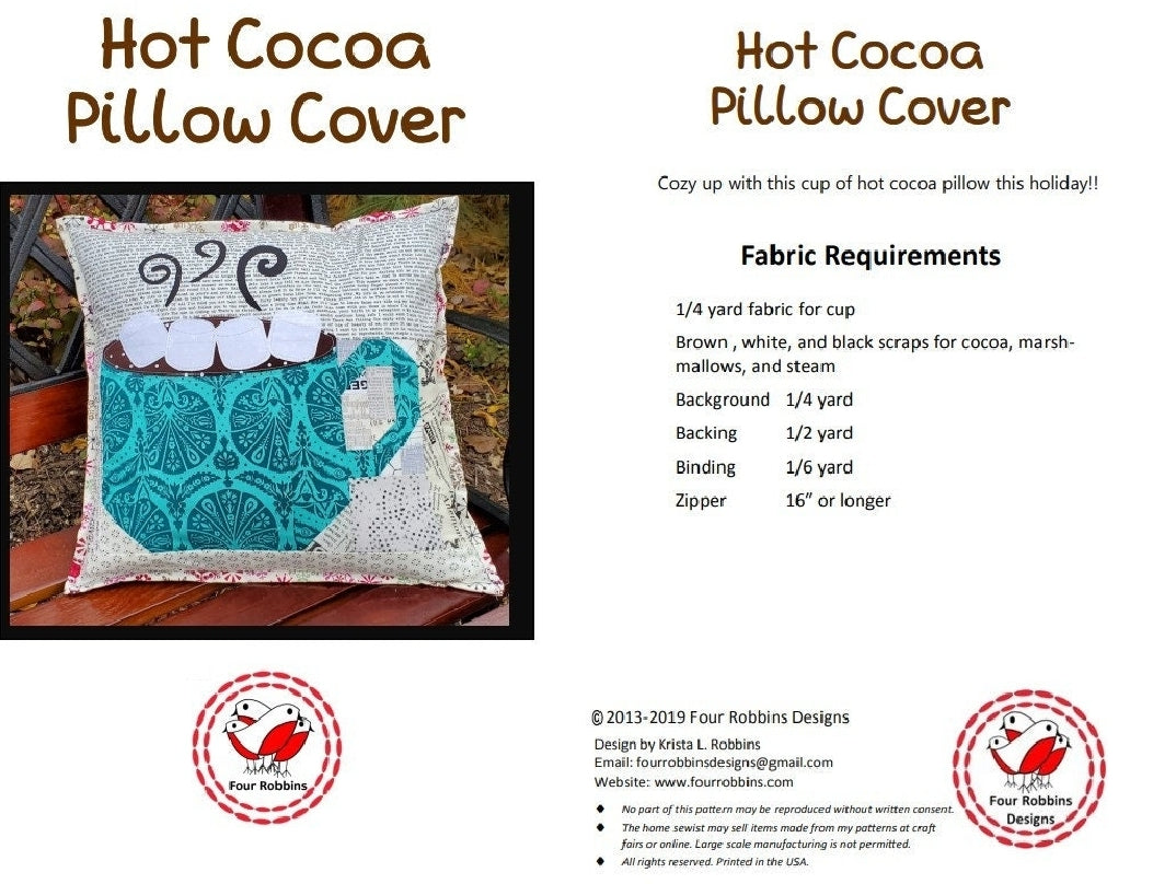 Hot Cocoa Pillow Cover PDF Pattern