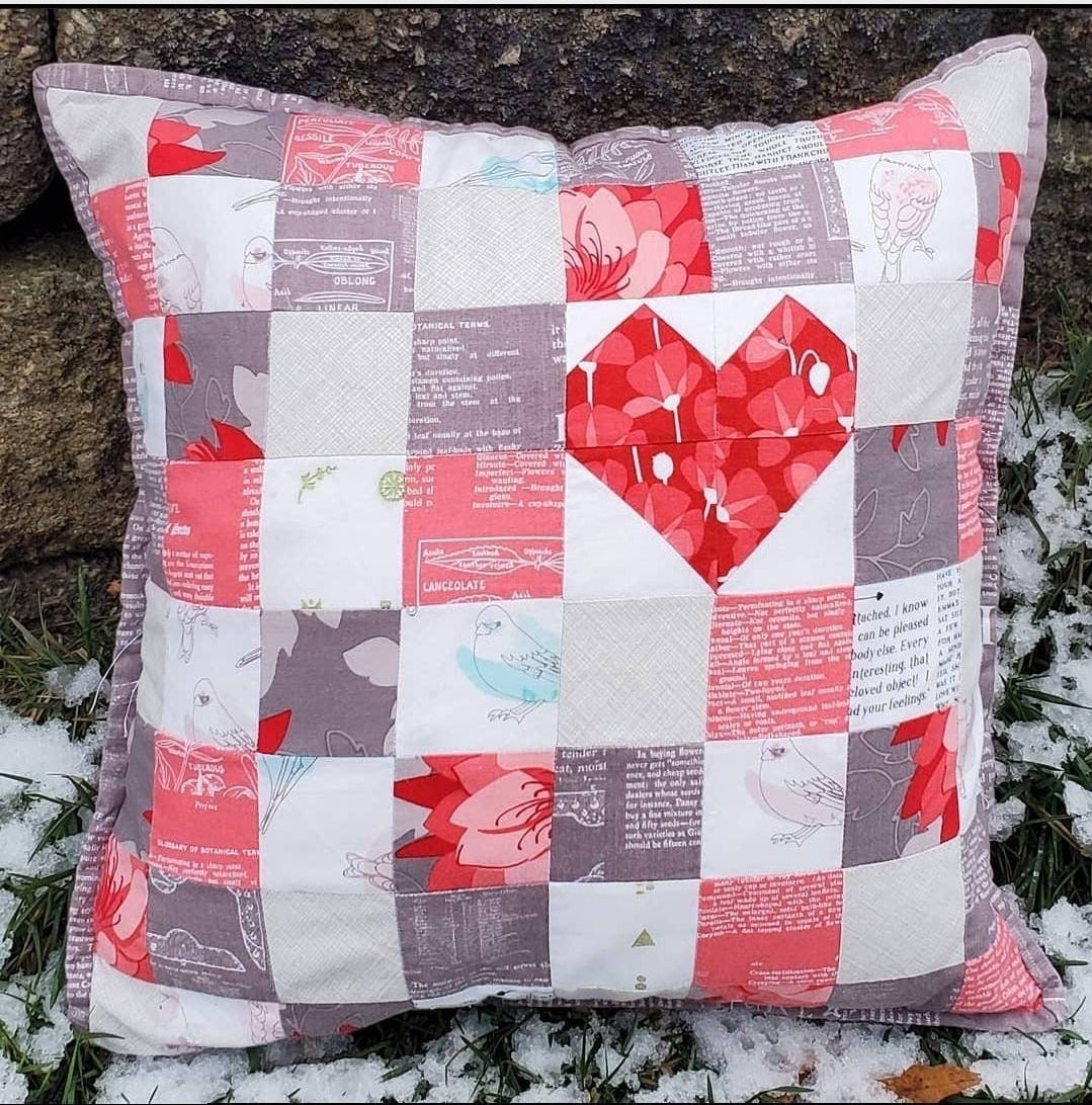 Patchwork Heart Pillow Cover PDF Pattern