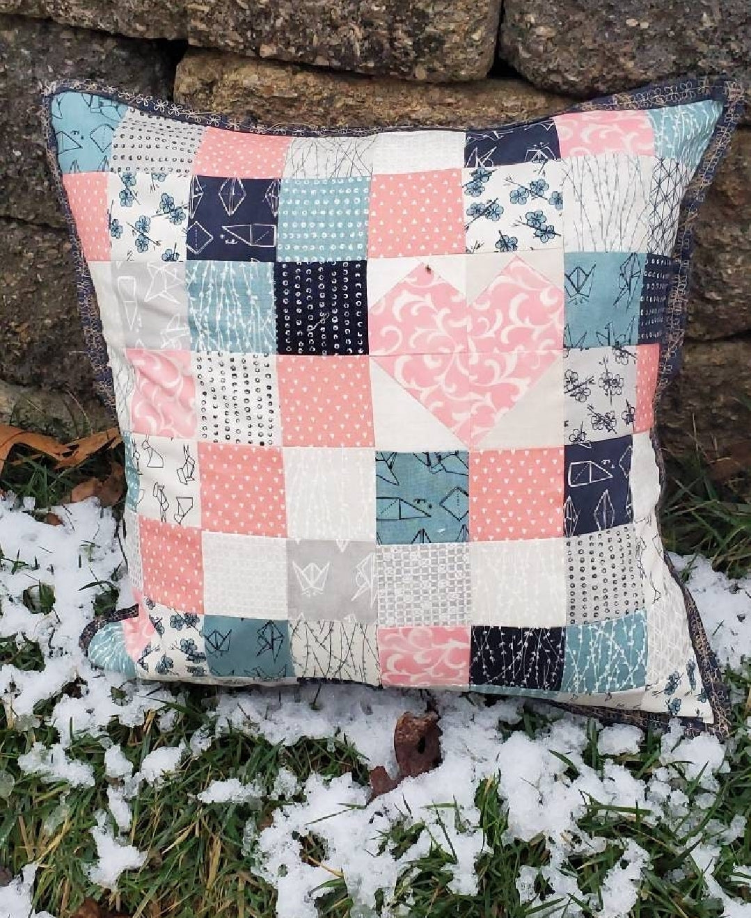 Patchwork Heart Pillow Cover PDF Pattern